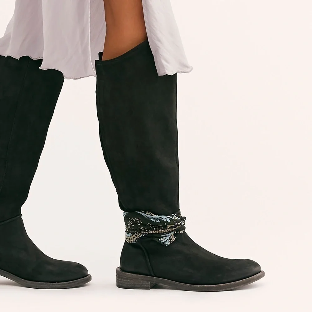 FREE People Tall Rodeo Suede Leather Knee High Boots Riding Boots New in Box 8 - Picture 2 of 8